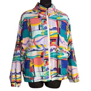vintage Head women's multicolored golf windbreaker jacket 1990s abstract graphic